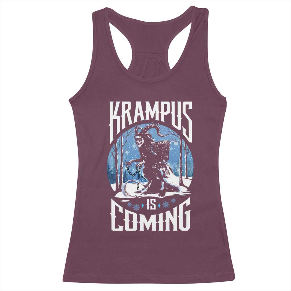 Christmas Krampus Racerback Tank Top Krampusnacht Monster Krampus Lover Festive Horror TS10 Maroon Print Your Wear