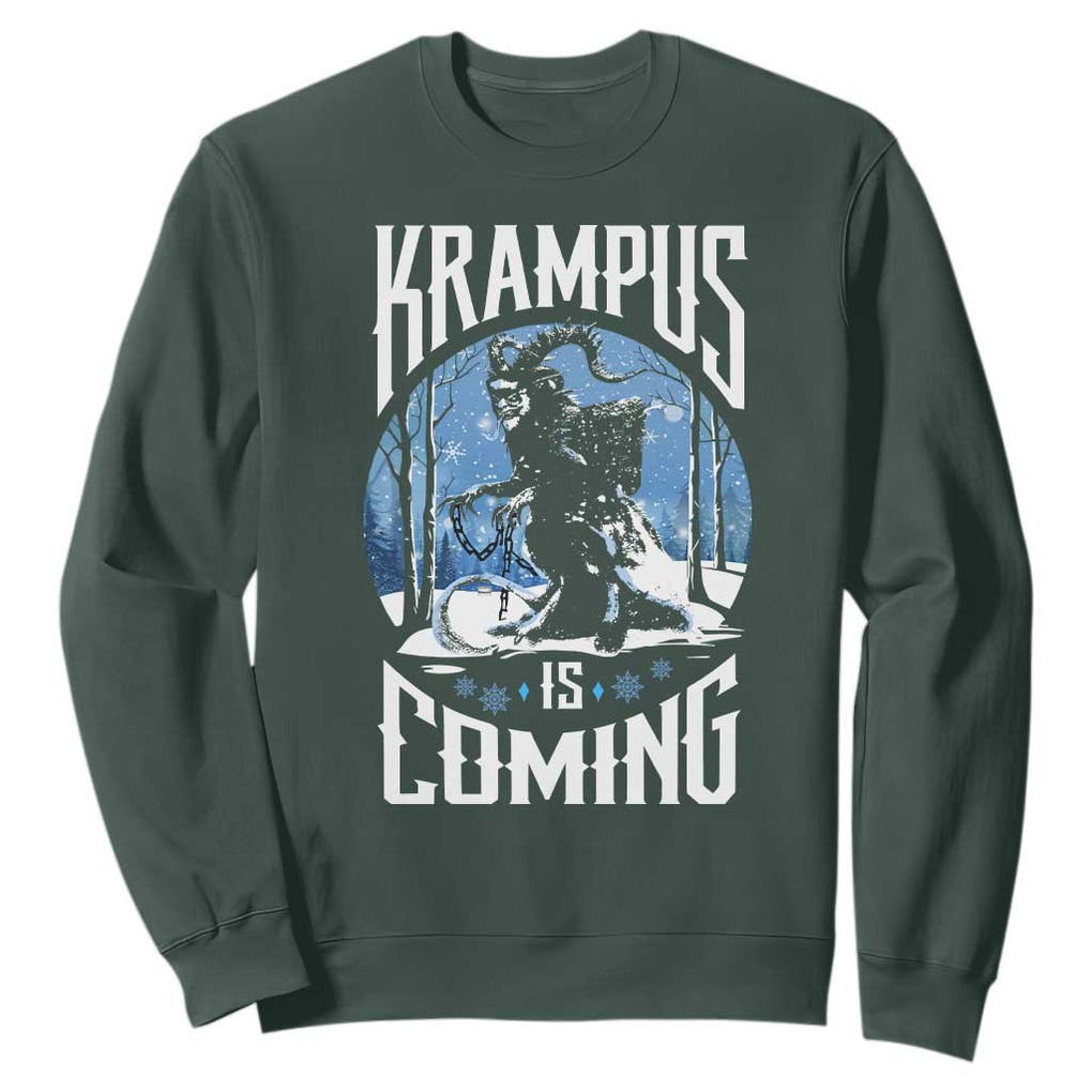 Christmas Krampus Sweatshirt Krampusnacht Monster Krampus Lover Festive Horror TS10 Dark Forest Green Print Your Wear