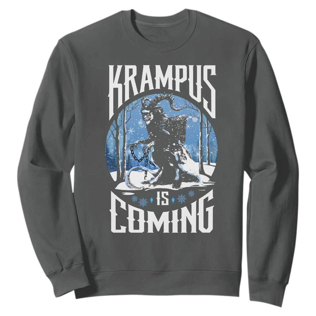 Christmas Krampus Sweatshirt Krampusnacht Monster Krampus Lover Festive Horror TS10 Dark Heather Print Your Wear