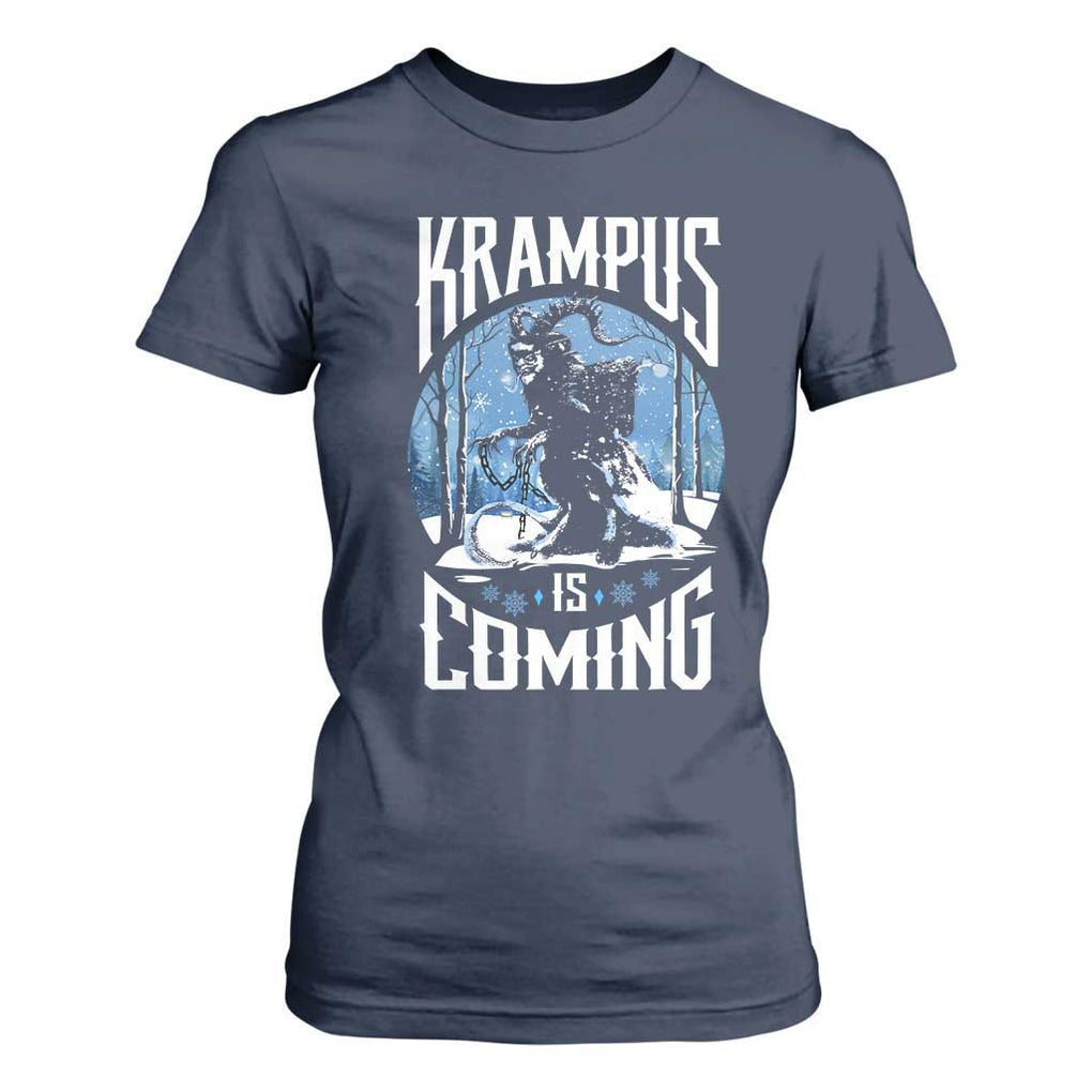 Christmas Krampus T Shirt For Women Krampusnacht Monster Krampus Lover Festive Horror TS10 Navy Print Your Wear