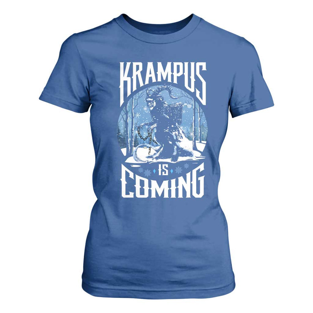 Christmas Krampus T Shirt For Women Krampusnacht Monster Krampus Lover Festive Horror TS10 Royal Blue Print Your Wear