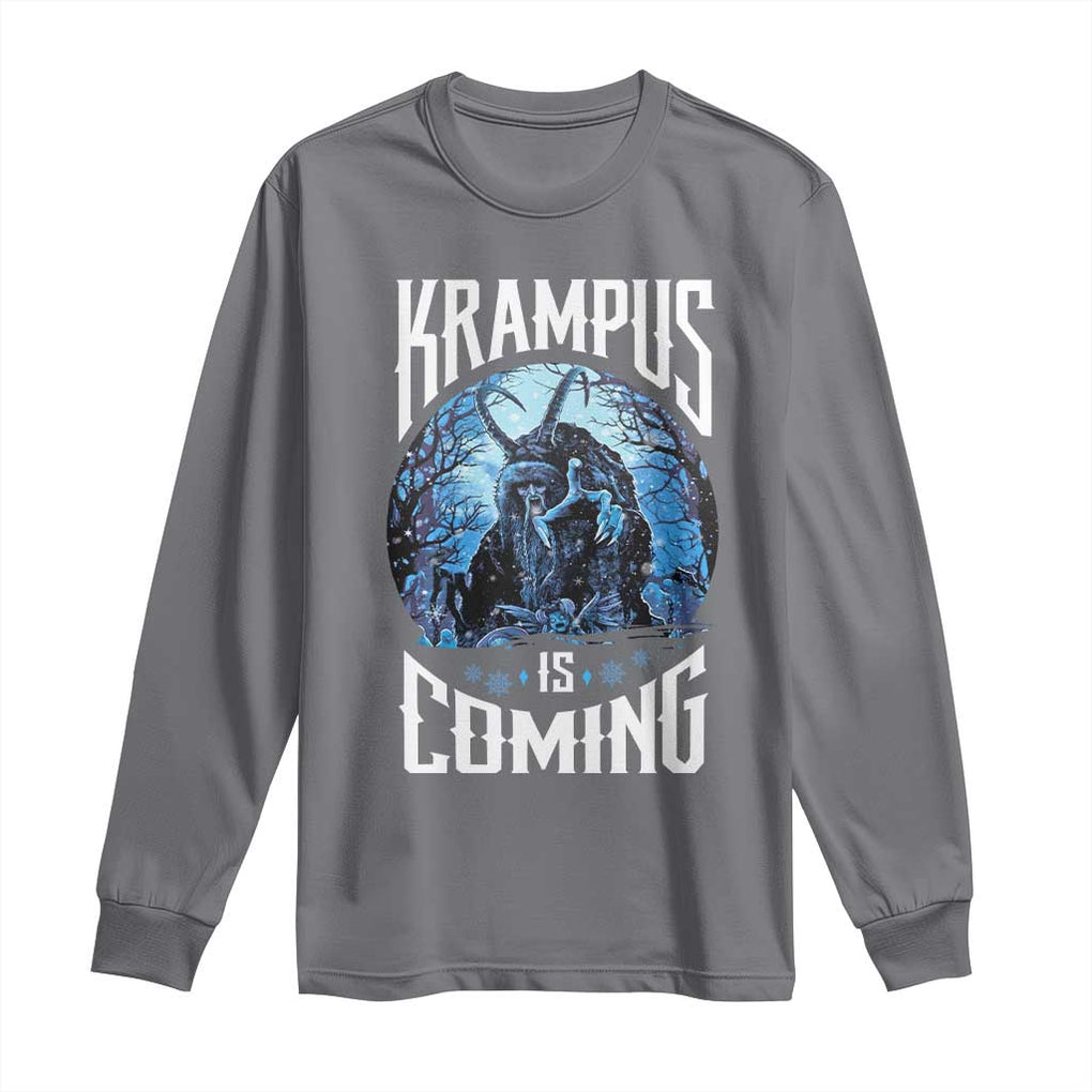 Christmas Krampus Long Sleeve Shirt Krampusnacht Monster Krampus Is Coming TS10 Charcoal Print Your Wear