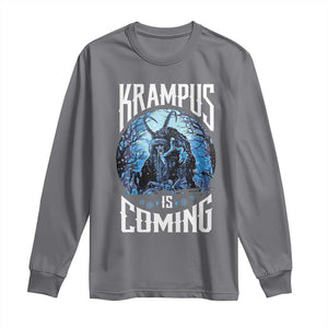 Christmas Krampus Long Sleeve Shirt Krampusnacht Monster Krampus Is Coming TS10 Charcoal Print Your Wear