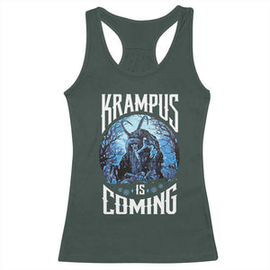 Christmas Krampus Racerback Tank Top Krampusnacht Monster Krampus Is Coming TS10 Dark Forest Green Print Your Wear