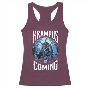 Christmas Krampus Racerback Tank Top Krampusnacht Monster Krampus Is Coming TS10 Maroon Print Your Wear