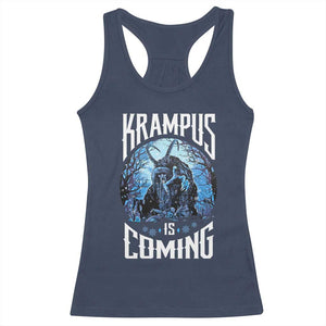 Christmas Krampus Racerback Tank Top Krampusnacht Monster Krampus Is Coming TS10 Navy Print Your Wear