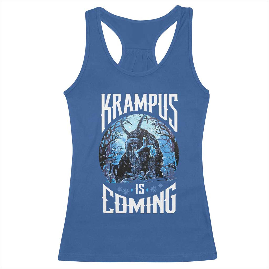 Christmas Krampus Racerback Tank Top Krampusnacht Monster Krampus Is Coming TS10 Royal Blue Print Your Wear