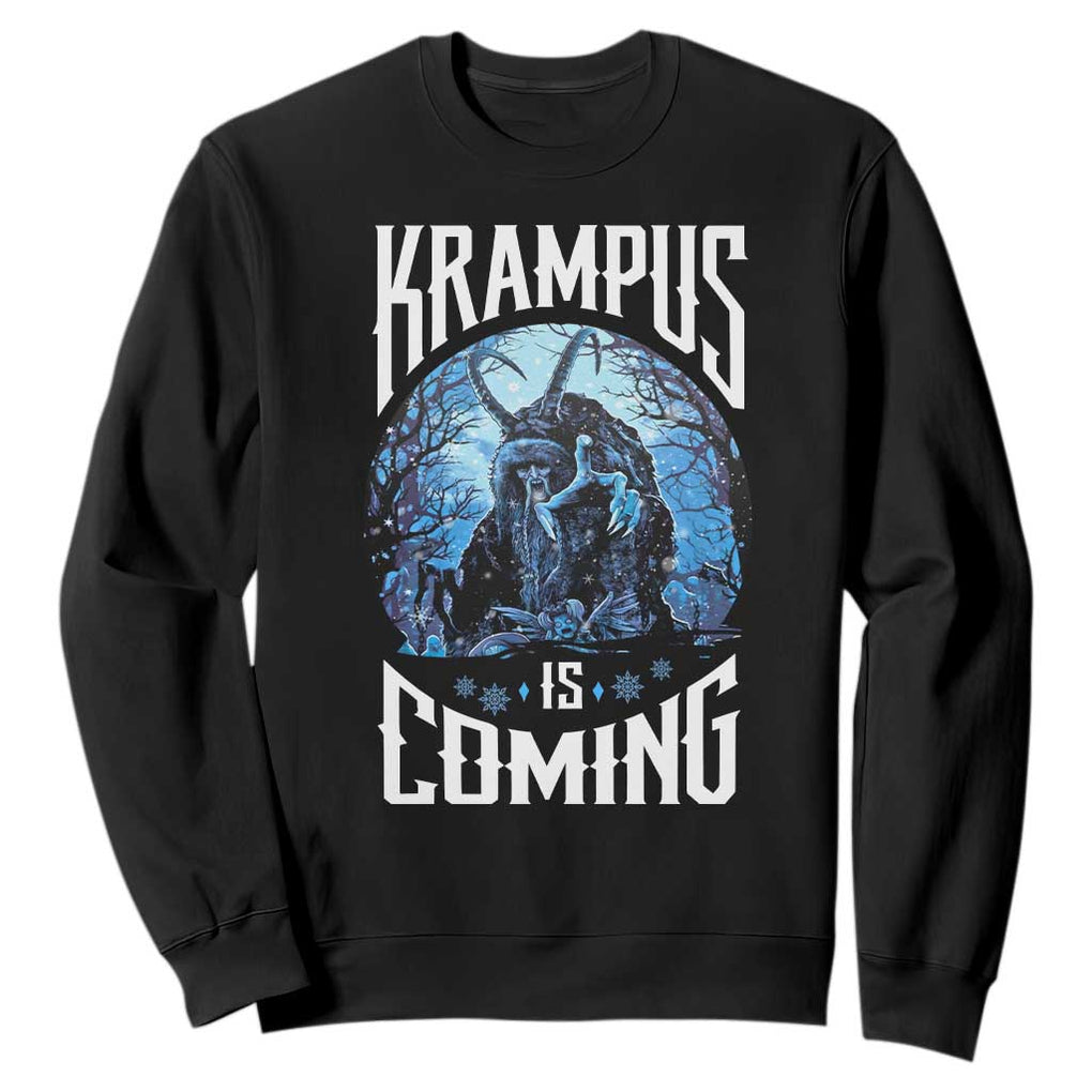 Christmas Krampus Sweatshirt Krampusnacht Monster Krampus Is Coming TS10 Black Print Your Wear