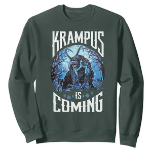 Christmas Krampus Sweatshirt Krampusnacht Monster Krampus Is Coming TS10 Dark Forest Green Print Your Wear