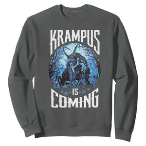 Christmas Krampus Sweatshirt Krampusnacht Monster Krampus Is Coming TS10 Dark Heather Print Your Wear