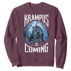 Christmas Krampus Sweatshirt Krampusnacht Monster Krampus Is Coming TS10 Maroon Print Your Wear