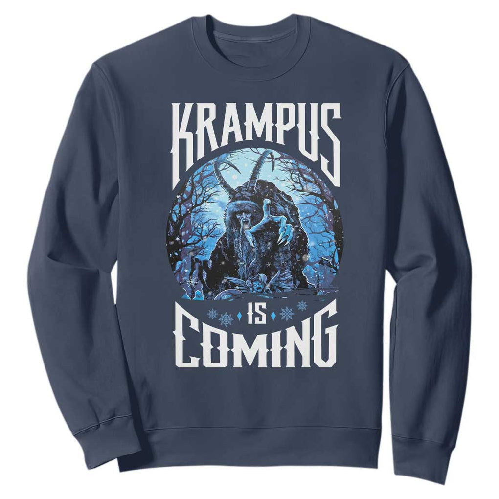 Christmas Krampus Sweatshirt Krampusnacht Monster Krampus Is Coming TS10 Navy Print Your Wear