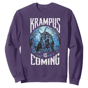 Christmas Krampus Sweatshirt Krampusnacht Monster Krampus Is Coming TS10 Purple Print Your Wear