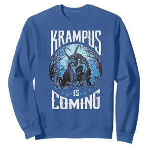 Christmas Krampus Sweatshirt Krampusnacht Monster Krampus Is Coming TS10 Royal Blue Print Your Wear