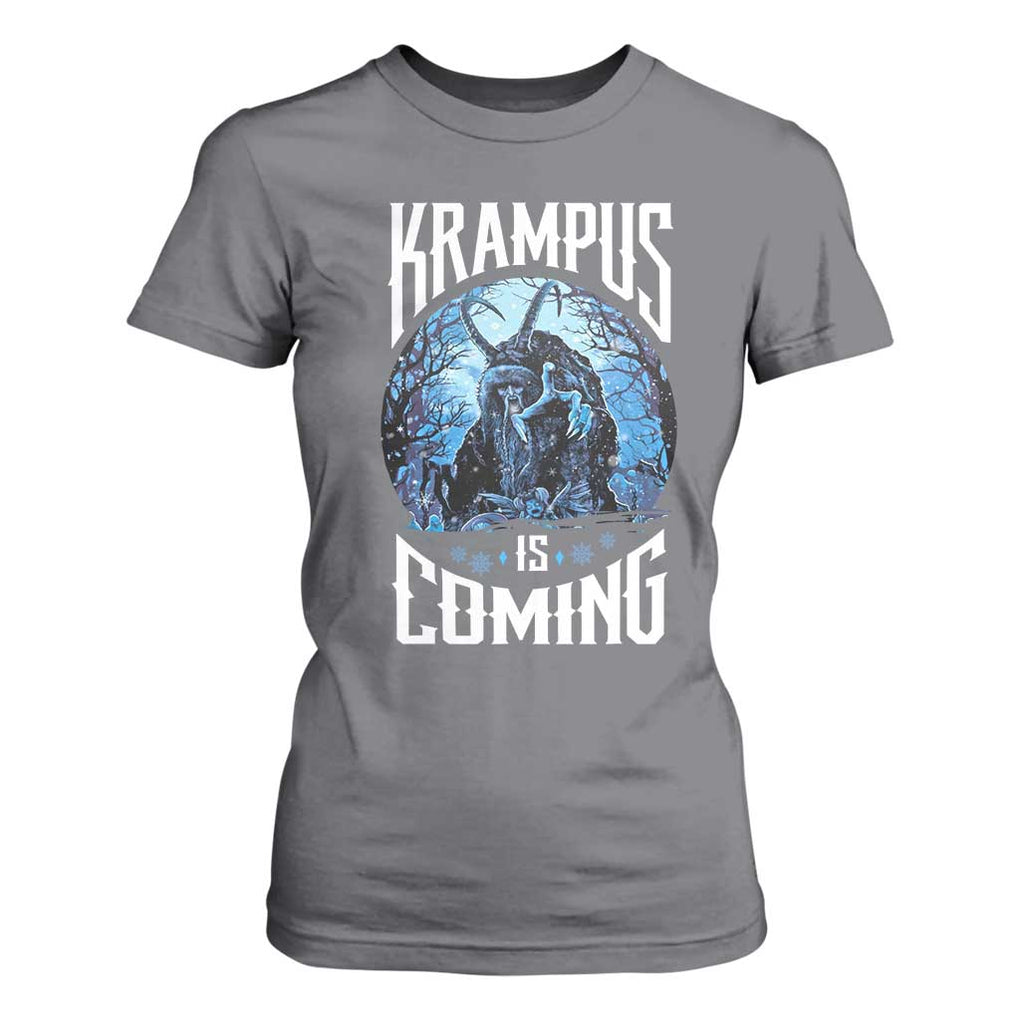 Christmas Krampus T Shirt For Women Krampusnacht Monster Krampus Is Coming TS10 Charcoal Print Your Wear