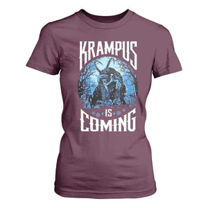 Christmas Krampus T Shirt For Women Krampusnacht Monster Krampus Is Coming TS10 Maroon Print Your Wear