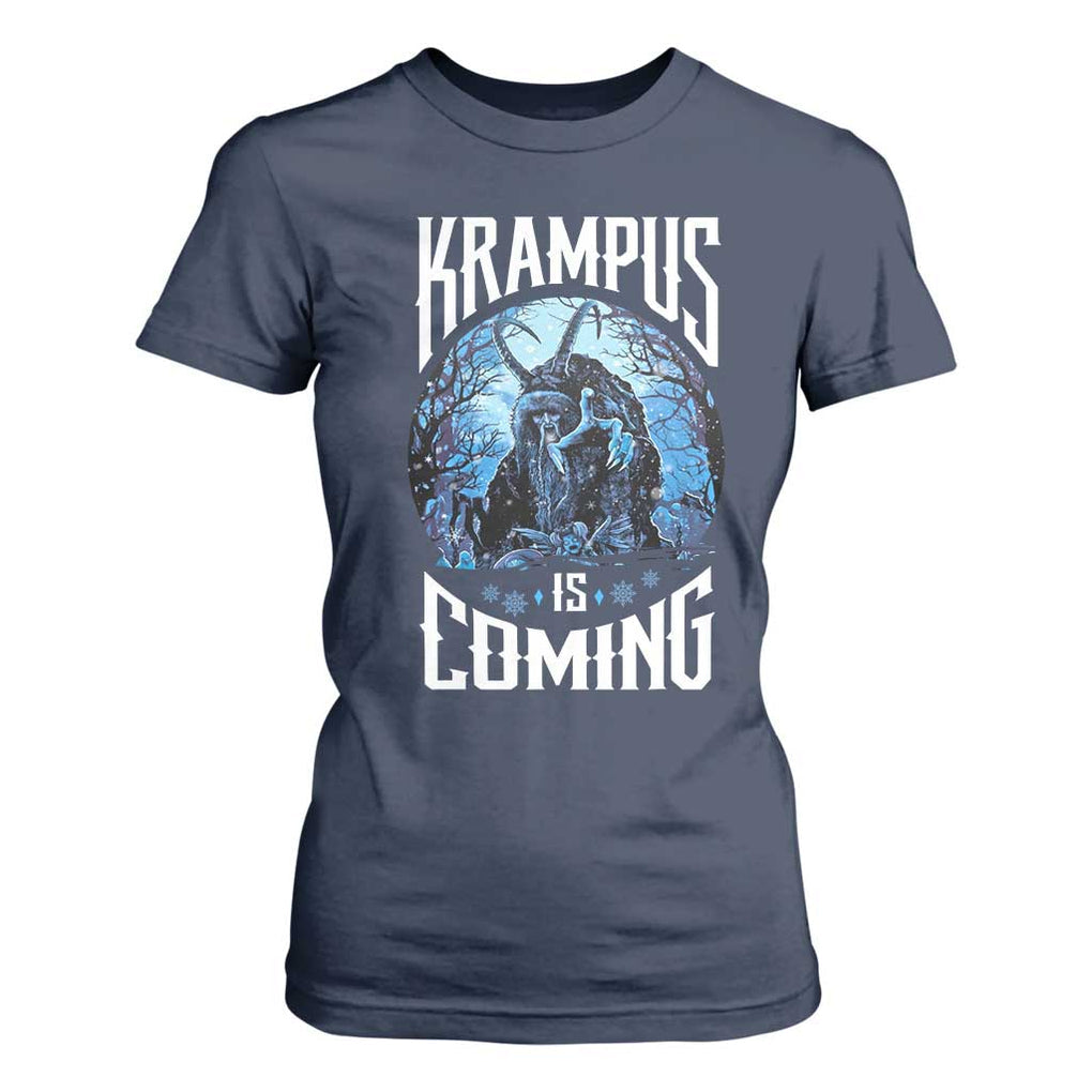 Christmas Krampus T Shirt For Women Krampusnacht Monster Krampus Is Coming TS10 Navy Print Your Wear