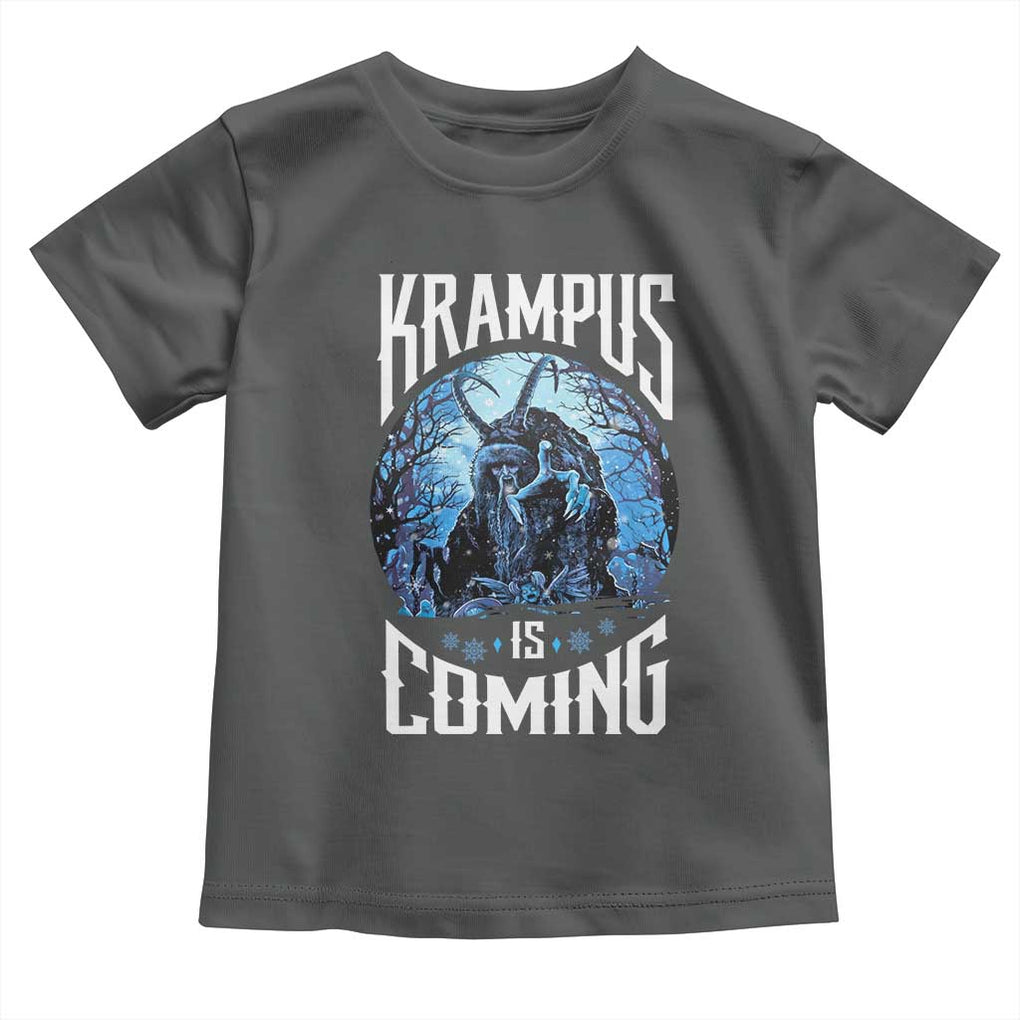 Christmas Krampus Toddler T Shirt Krampusnacht Monster Krampus Is Coming TS10 Dark Heather Print Your Wear