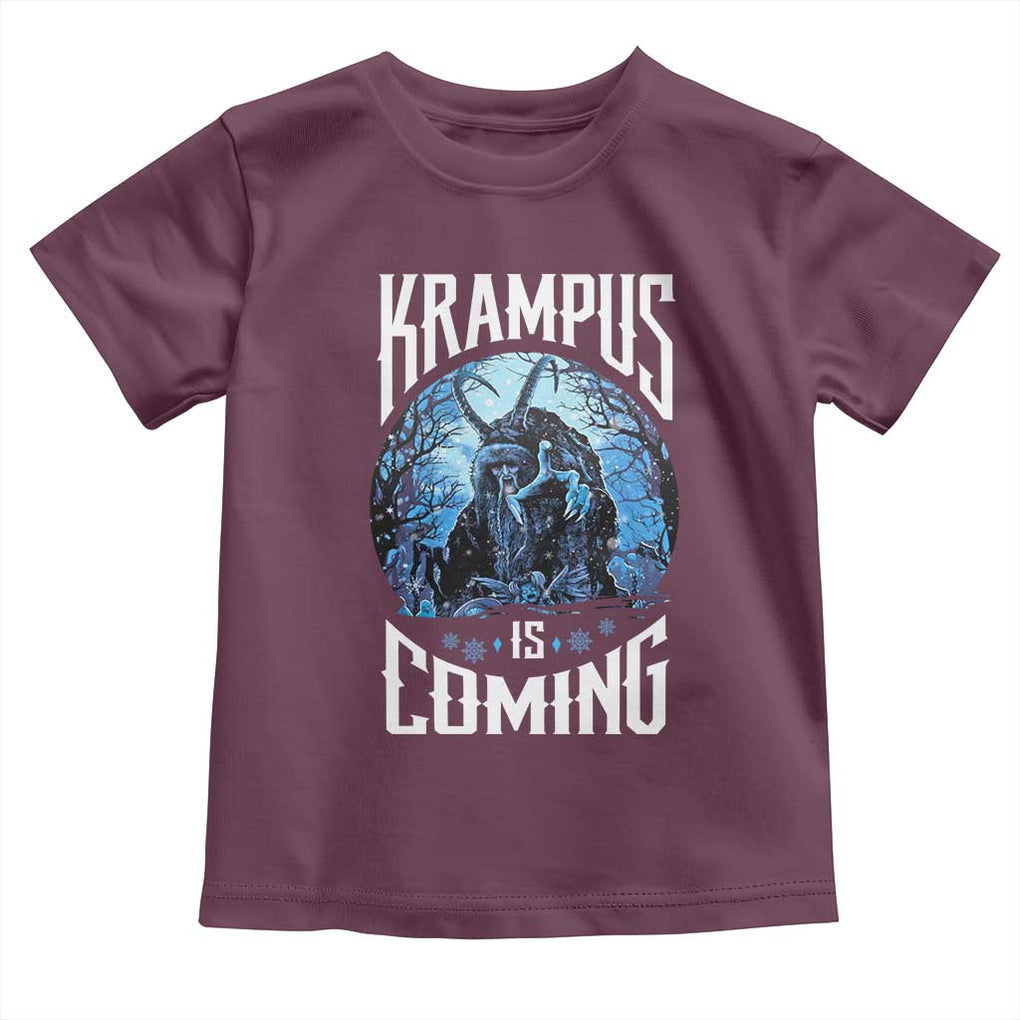 Christmas Krampus Toddler T Shirt Krampusnacht Monster Krampus Is Coming TS10 Maroon Print Your Wear