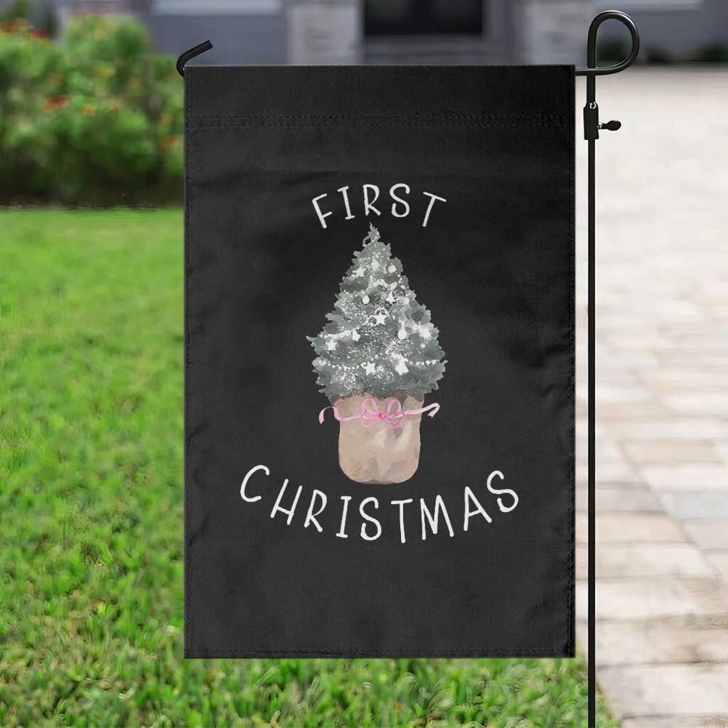 My First Christmas Garden Flag Baby's First Holiday Xmas Tree Bow TS10 Print Your Wear