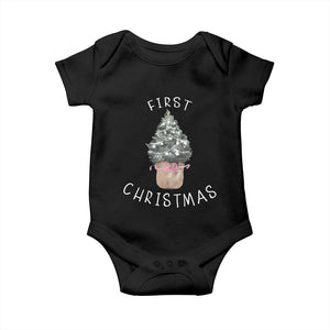 My First Christmas Baby Onesie Baby's First Holiday Xmas Tree Bow TS10 Black Print Your Wear