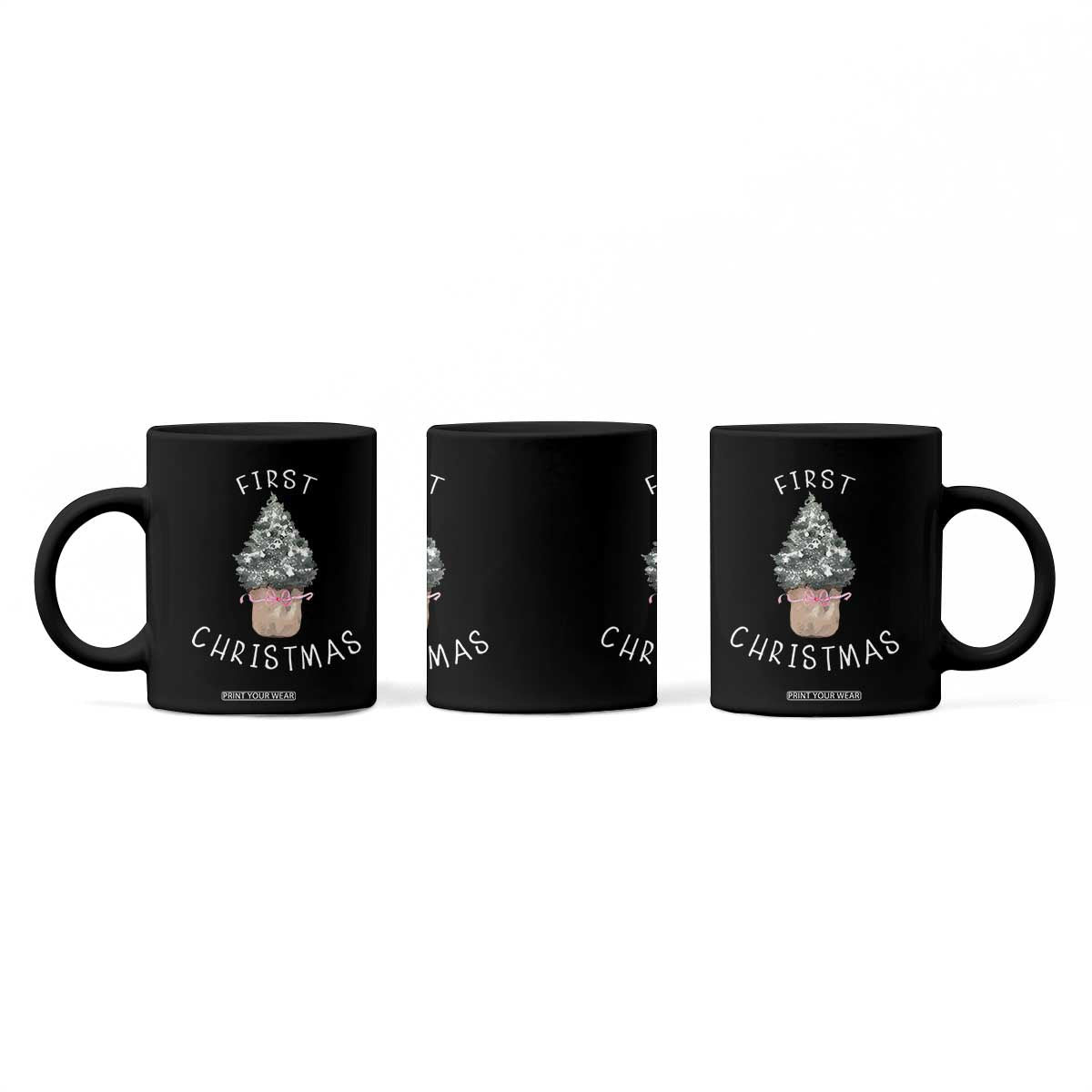 My First Christmas Coffee Mug Baby's First Holiday Xmas Tree Bow TS10 Print Your Wear