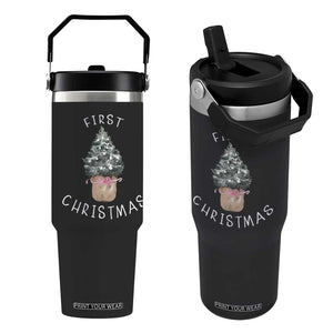 My First Christmas Flip Straw Tumbler Baby's First Holiday Xmas Tree Bow TS10 One Size: 30 oz Black Print Your Wear