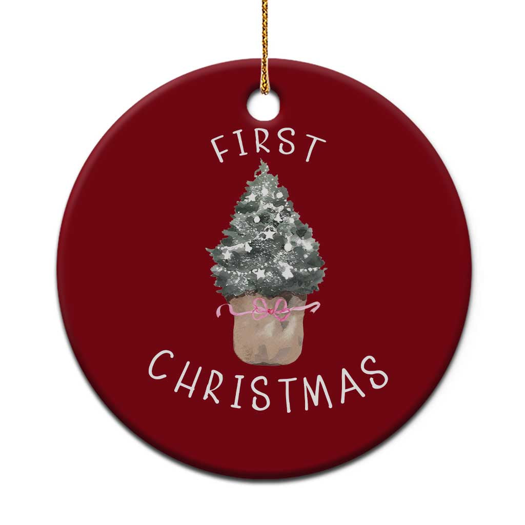 My First Christmas Ceramic Ornament Baby's First Holiday Xmas Tree Bow TS10 1pc Red Print Your Wear