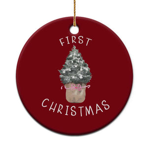 My First Christmas Ceramic Ornament Baby's First Holiday Xmas Tree Bow TS10 1pc Red Print Your Wear
