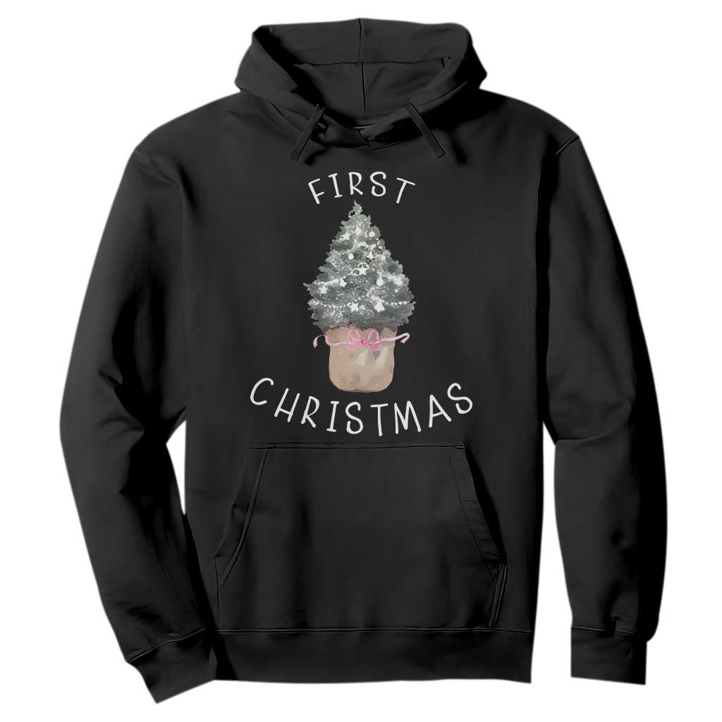 My First Christmas Hoodie Baby's First Holiday Xmas Tree Bow TS10 Black Print Your Wear