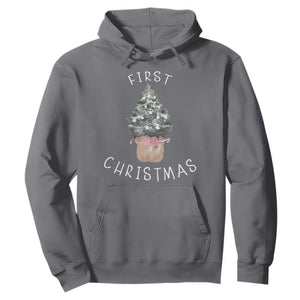My First Christmas Hoodie Baby's First Holiday Xmas Tree Bow TS10 Charcoal Print Your Wear