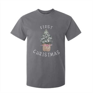 My First Christmas T Shirt For Kid Baby's First Holiday Xmas Tree Bow TS10 Charcoal Print Your Wear
