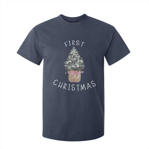 My First Christmas T Shirt For Kid Baby's First Holiday Xmas Tree Bow TS10 Navy Print Your Wear
