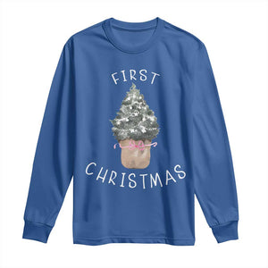 My First Christmas Long Sleeve Shirt Baby's First Holiday Xmas Tree Bow TS10 Royal Blue Print Your Wear