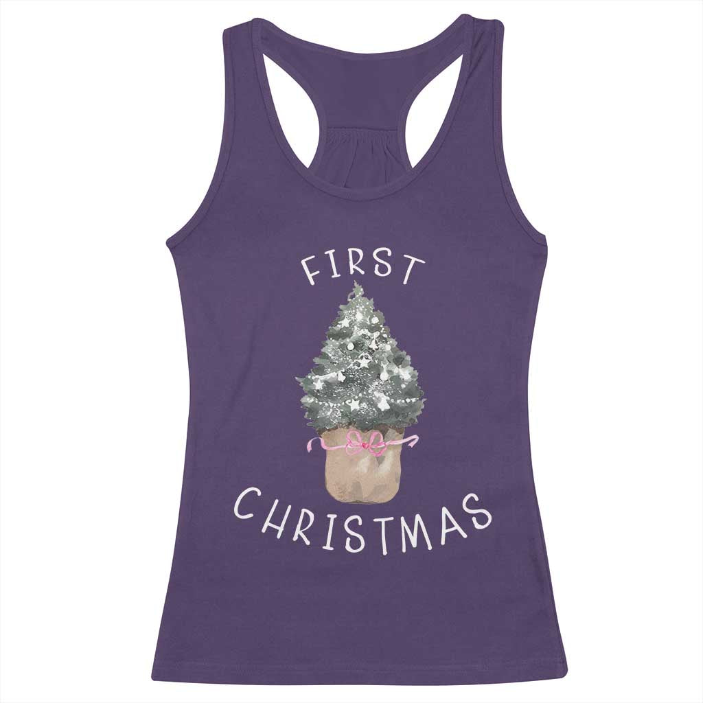 My First Christmas Racerback Tank Top Baby's First Holiday Xmas Tree Bow TS10 Purple Print Your Wear
