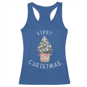 My First Christmas Racerback Tank Top Baby's First Holiday Xmas Tree Bow TS10 Royal Blue Print Your Wear