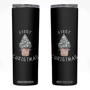My First Christmas Skinny Tumbler Baby's First Holiday Xmas Tree Bow TS10 Black Print Your Wear