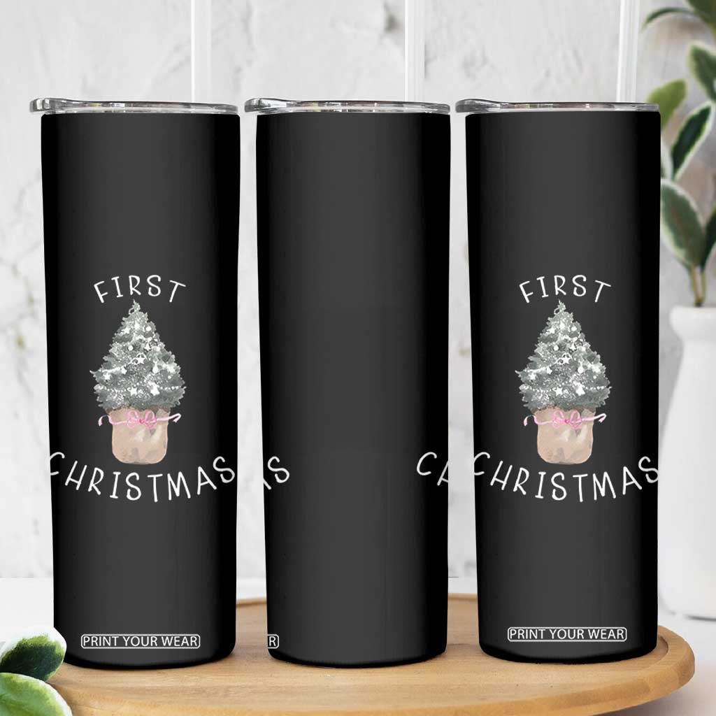 My First Christmas Skinny Tumbler Baby's First Holiday Xmas Tree Bow TS10 Print Your Wear