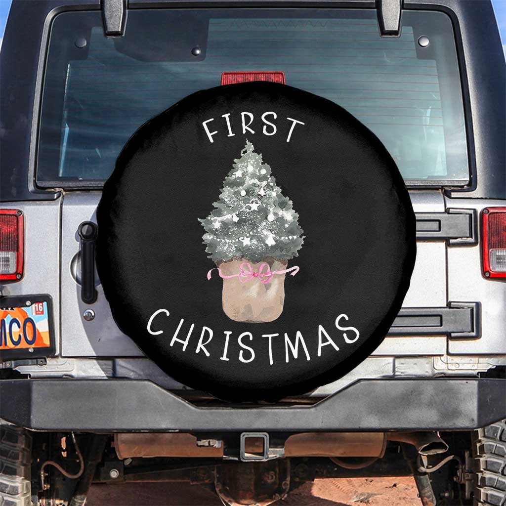 My First Christmas Spare Tire Cover Baby's First Holiday Xmas Tree Bow TS10 No hole Black Print Your Wear