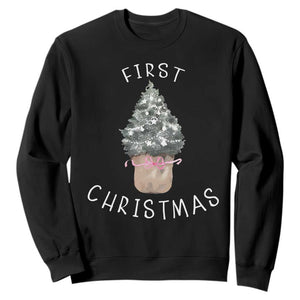 My First Christmas Sweatshirt Baby's First Holiday Xmas Tree Bow TS10 Black Print Your Wear