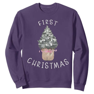 My First Christmas Sweatshirt Baby's First Holiday Xmas Tree Bow TS10 Purple Print Your Wear