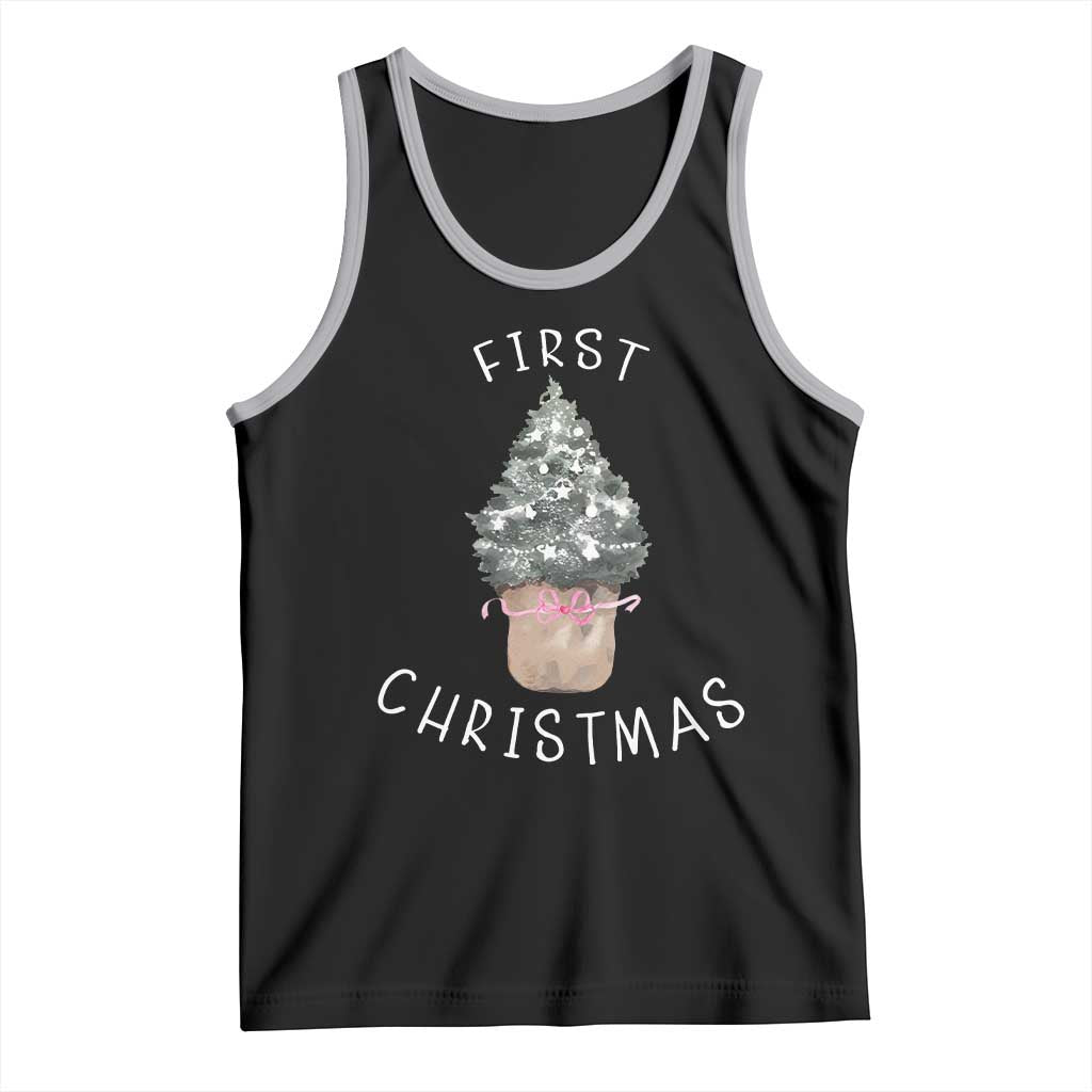 My First Christmas Tank Top Baby's First Holiday Xmas Tree Bow TS10 Black Athletic Heather Print Your Wear