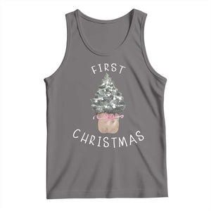 My First Christmas Tank Top Baby's First Holiday Xmas Tree Bow TS10 Deep Heather Print Your Wear