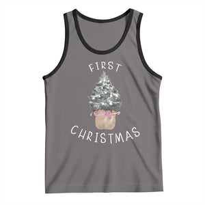 My First Christmas Tank Top Baby's First Holiday Xmas Tree Bow TS10 Deep Heather Black Print Your Wear