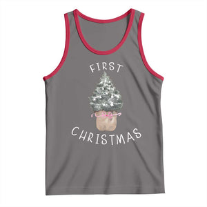 My First Christmas Tank Top Baby's First Holiday Xmas Tree Bow TS10 Deep Heather Red Print Your Wear