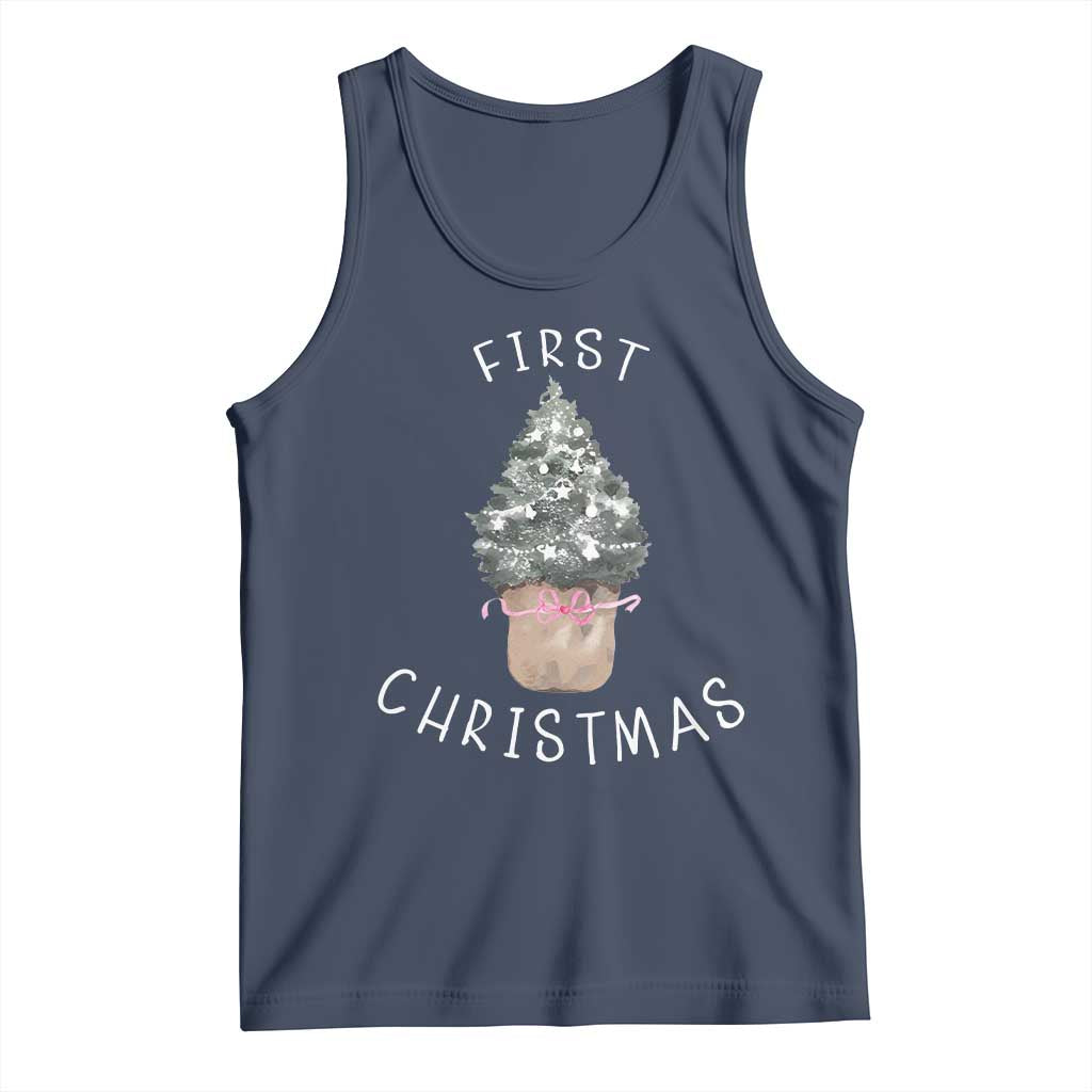 My First Christmas Tank Top Baby's First Holiday Xmas Tree Bow TS10 Navy Print Your Wear