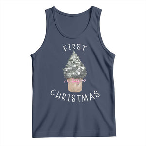 My First Christmas Tank Top Baby's First Holiday Xmas Tree Bow TS10 Navy Print Your Wear