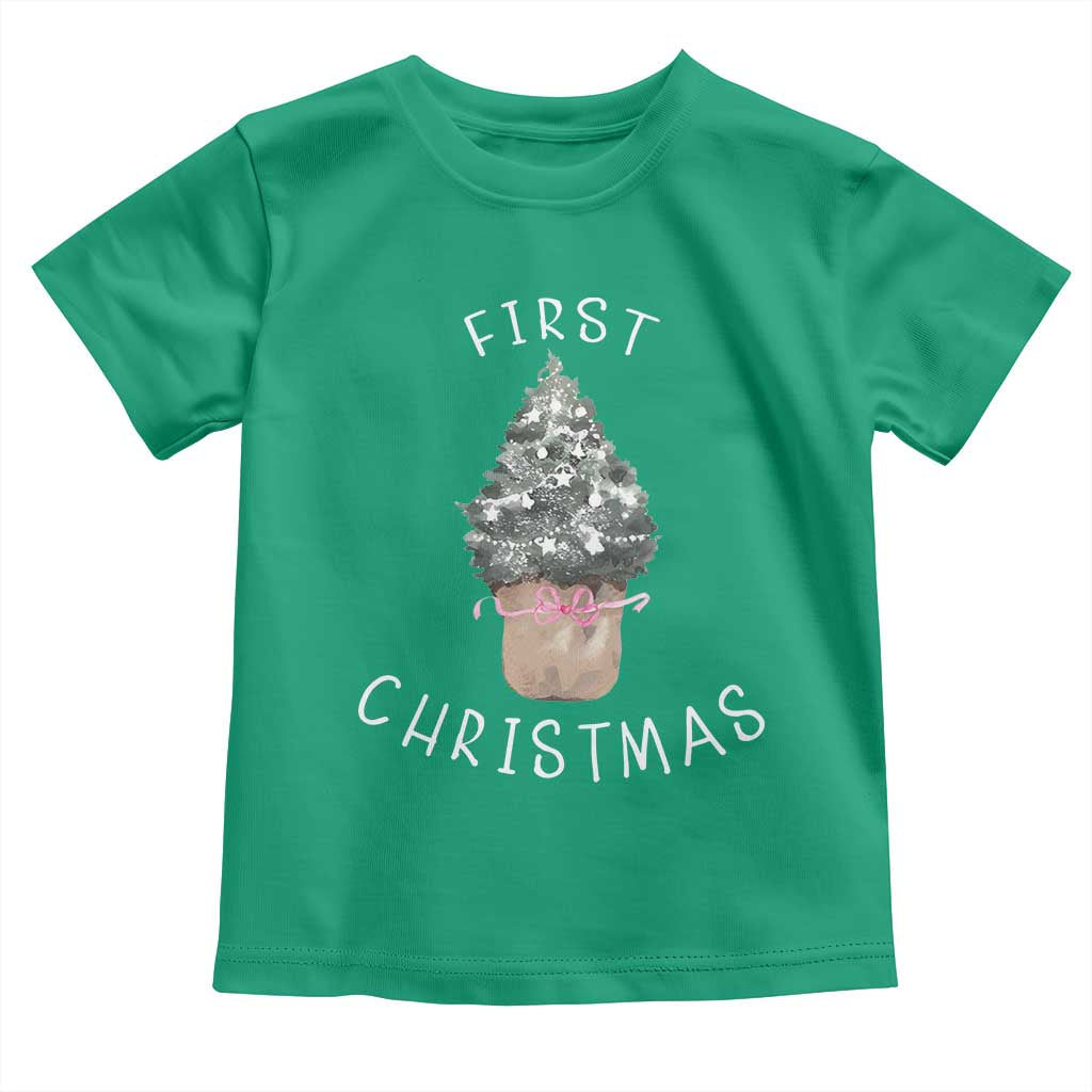 My First Christmas Toddler T Shirt Baby's First Holiday Xmas Tree Bow TS10 Irish Green Print Your Wear