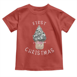 My First Christmas Toddler T Shirt Baby's First Holiday Xmas Tree Bow TS10 Red Print Your Wear
