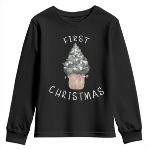 My First Christmas Youth Sweatshirt Baby's First Holiday Xmas Tree Bow TS10 Black Print Your Wear
